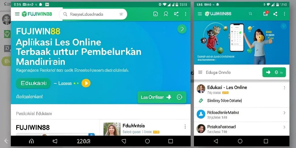 Tampilan antarmuka FUJIWIN88 yang interaktif untuk les online.