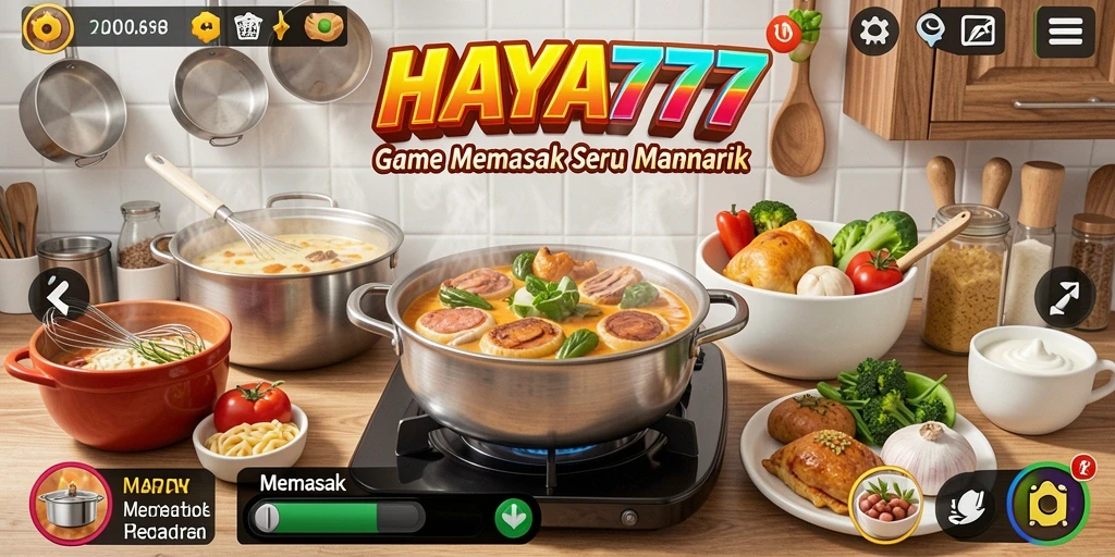 Tampilan antarmuka HAYA777 yang menarik saat memasak hidangan.