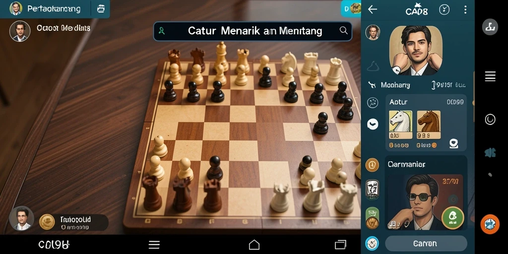 Tampilan antarmuka catur yang elegan dan menarik.