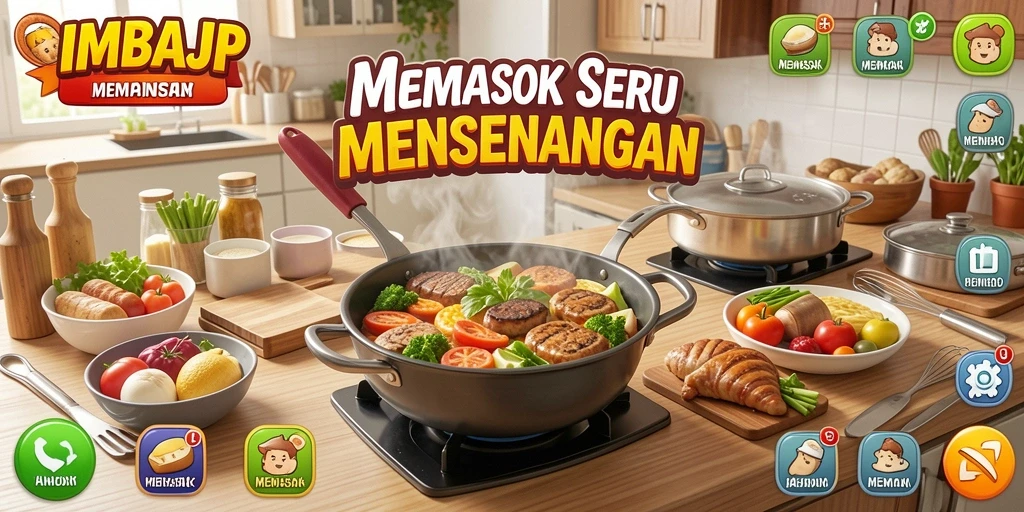 Tampilan antarmuka menarik dengan berbagai pilihan resep memasak.