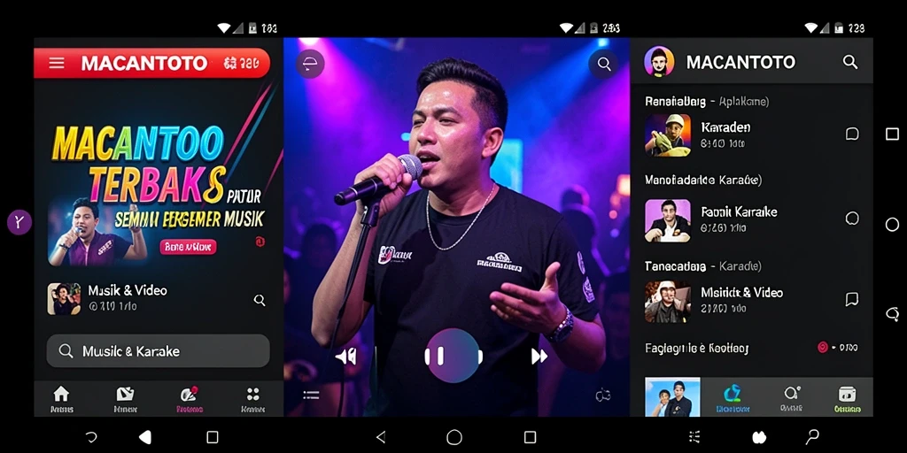 Antarmuka aplikasi Karaoke MACANTOTO yang menarik dan intuitif.