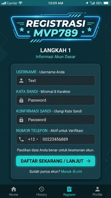 Tampilan halaman daftar mvp789